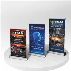 Table Top Retractible Displays Indoor 10mil Polypropylene 3 Sizes to Choose From